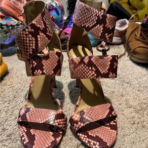 Michael Kors Pink and Brown Heels with Striking Design